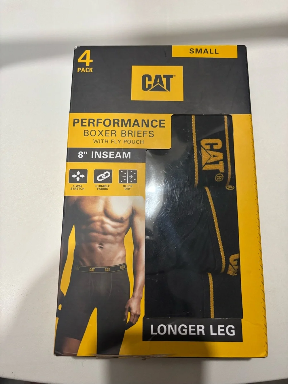 Caterpillar Black Boxer Briefs with Yellow Trim